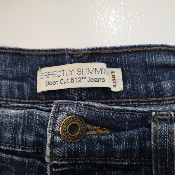 Levi's 512 Ladies Perfectly Slimming Size 10 Medium Bootcut Blue Jeans - Picture 3 of 14